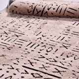 Bej İskandinav Desen Kaymaz Tabanlı Pamuk Dokuma Kilim
