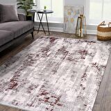 Bordo Gri Modern Makine Halısı