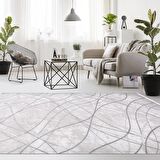 Gri Asimetrik Desen Modern Halı