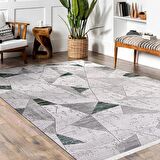 Gri Yeşil Geometrik Desen Makine Halısı