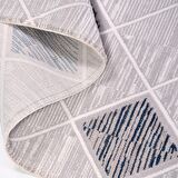 Gri Mavi Geometrik Desen Modern Halı