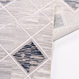 Gri Mavi Geometrik Desen Modern Halı