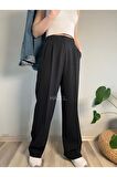 Kadın Siyah Yüksek Bel Palazzo Pantolon
