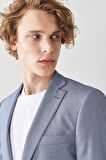 Erkek Lacivert-beyaz Ekstra Slim Fit Dar Kesim Mono Yaka Klasik Takım Elbise
