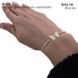 Mart Ayı Doğumlarına Zincirli Kelebek Figürlü 14 Ayar Altın Plakalı Hediye Bileklik-342ay-beyaztaş