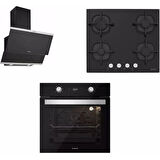 Silverline Ankastre Set Siyah 3240 Classy Davlumbaz + CS5427B01 Ocak + BO650401 Fırın