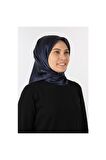 Lacivert Taşlanmış Düz Ipek Eşarp 7747758 - 321