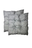 Dekoratif Pofidik Puf Sandalye Minderi Kare 35x35x7 Cm-gri(2 Adet)