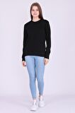 Siyah Basic Kadın 2 iplik Sweatshirt