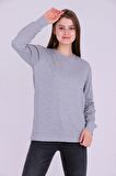 Gri Basic Kadın 2 iplik Sweatshirt