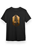 The Last Of Us Ellie Joel Orange Amblem Siyah Kısa kol Erkek Tshirt