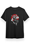 Demon Slayer Anime Tengen Red Circle Siyah Kısa kol Erkek Tshirt