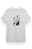 Steins Gate Rintarou Mad Scientist Beyaz Kısa kol Erkek Tshirt