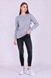 Gri Basic Kadın 2 iplik Sweatshirt