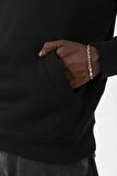 Siyah Basic Oversize Erkek Kapüşonlu Hoodie 3 iplik Sweatshirt