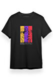 Neon Genesis Evangelion Colorful Poster Siyah Kısa kol Erkek Tshirt