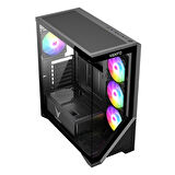 VENTO VG4202FL FSP 850W GEN5 4x120mm Rainbow RGB Fan USB 3.0 Temperli Cam Siyah Gaming (Oyuncu) Kasa