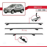 BMW X5 (E53) 2000-2006 Arası ile Uyumlu BASIC Model Ara Atkı Tavan Barı Gri 3 Adet