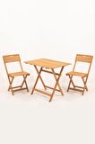 Sırt ve Oturak Minderli Balkon Bahçe Mutfak 3'lü Bistro Set Katlanır Masa-Sandalye 60x80 Masalı