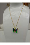 1.Sınıf Çelik Kararma Yapmaz Renkli Kelebek Figürlü Kolye