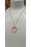 1.Sınıf Çelik Kararma Yapmaz Pembe Taşlı Kalp Figürlü Kolye