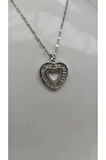 1.Sınıf Çelik Silver Taşlı Kalp Figürlü Kararma Yapmaz Kalp Figürlü Kolye
