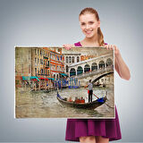 Venedik Kanalları Yağlıboya Çalışması Dekoratif Tablo-3427