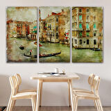 Venedik Kanalları Yağlıboya Çalışması Dekoratif Kanvas Duvar Tablosu-3428