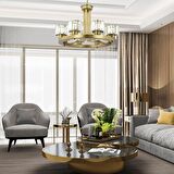 Ramo 8 Li Eskitme Kristalli Taşlı Modern Tasarım Kristal Salon Avize