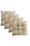 Dekoratif Pofidik Puf Sandalye Minderi Kare 35x35x7 Cm-krem(4 Adet)