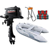 Suzuki 6 HP Deniz Motoru + Coralsea 290 Ahşap Tabanlı Bot