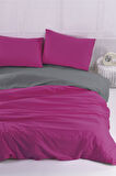 Aytunç Nefise %100 Pamuklu Çift Kişilik Mor Renk DoubleFace Nevresim Takımı 200x220 cm