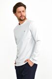 Erkek Basic Günlük Bisiklet Yaka Sweatshirt Gri