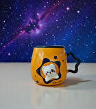  Uzay Temalı Kapaklı Yıldız Kedi Kupa Bardak, Kaşıklı, Şık ve Kullanışlı Tasarım