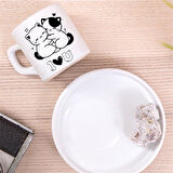 Sevimli Çift Kedili I Love U Tasarımlı Türk Kahve Fincanı – Hediyelik Tekli Fincan