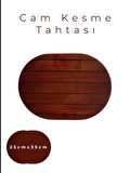 Cam Kesme Tahtası* Mutfak Tahtası Oval 25x35cm Parke Ahşap Görünümlü