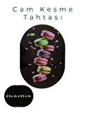 Cam Kesme Tahtası* Mutfak Tahtası Oval 25x35cm Makaron Görünümü