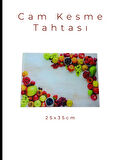 Cam Kesme Tahtası* Mutfak Tahtası Kare 25x35cm Meyve Görünümlü