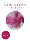 Cam Kesme Tahtası* Mutfak Tahtası 32cm Pembe beyaz Görünümlü
