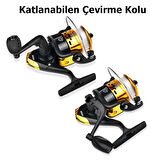 TechTic Olta Makarası AK200 5BB Olta Makinası Misinalı 5 Diş Sağa Sola Değiştirilebilen Çevirme Kolu