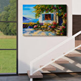 Deniz Manzaralı Güzel Ev Dekoratif Kanvas Duvar Tablosu-3437