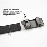 Beystil Erkek Siyah Hakiki Deri Mekanizmalı Ayarlanabilir Kemer