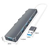 Coofbe 0.25CM 5Gbps Veri Aktarım 4 Portlu USB to USB Type C Dönüştürücü Çevirici Hub Tak Çalıştır 
