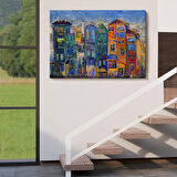 Hollanda Evleri Yağlıboya Görünüm Dekoratif Kanvas Tablo-3442