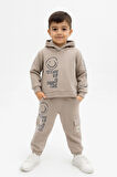 ERKEK ÇOCUK PAMUKLU KAPÜŞON DETAYLI 2'Lİ EŞOFMAN TAKIMI ALT - ÜST TAKIM 