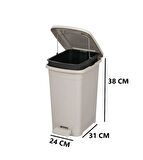 Omnipazar ELF-İ343 Slim Pedallı Plastik Çöp Kovası İç Kovalı 15 lt Gri