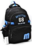 Saten Su İtici Kumaş Siyah Mavi Büyük Boy Unisex Seyahat Okul ve Sırt Çantası / 3450