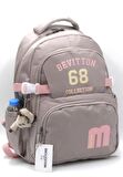 Saten Su İtici Kumaş Vizon Pudra Büyük Boy Unisex Seyahat Okul ve Sırt Çantası / 3450
