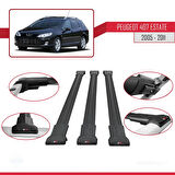 Peugeot 407 SW 2005-2011 Arası ile Uyumlu FLY Model Ara Atkı Tavan Barı Siyah 3 Adet