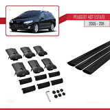 Peugeot 407 SW 2005-2011 Arası ile Uyumlu FLY Model Ara Atkı Tavan Barı Siyah 3 Adet